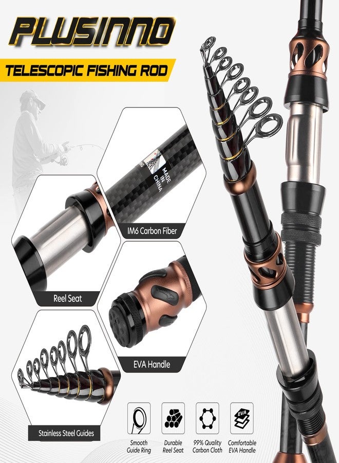 PLUSINNO Fishing Rod and Reel Combos, Toray 24-Ton Carbon Matrix Telescopic Fishing Rod, 12 +1 Shielded Bearings Stainless Steel BB Spinning Reel - Image 3